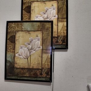 Floral Wall Art Set with Black Frames